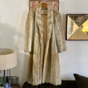 VINTAGE 70s LONG FUR COAT FAUX FUR COAT OVERSIZED ROYALTY S